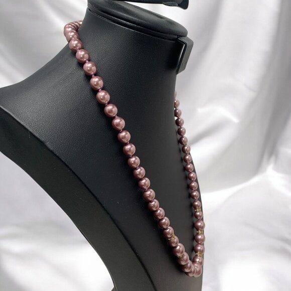 Monet Simulated Pearl Necklace & Bracelet Set Dusky Rose Crystal Gold-Tone Clasp - Picture 4 of 10